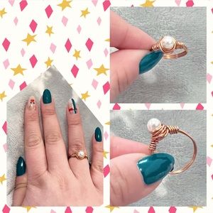 Rose Gold Wire Pearl Ring